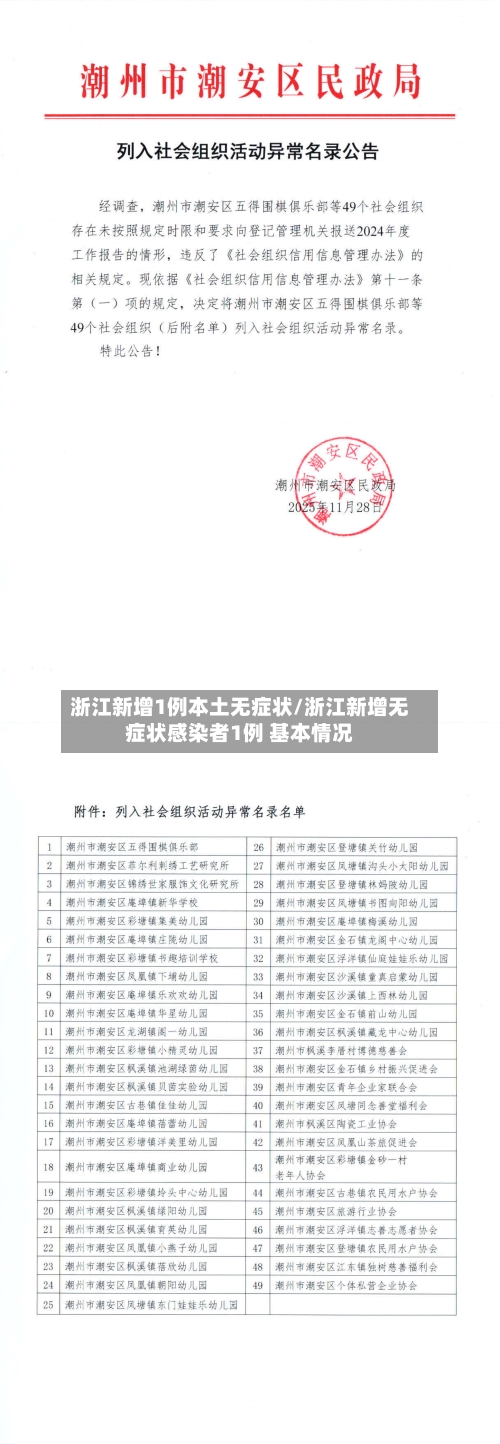 浙江新增1例本土无症状/浙江新增无症状感染者1例 基本情况