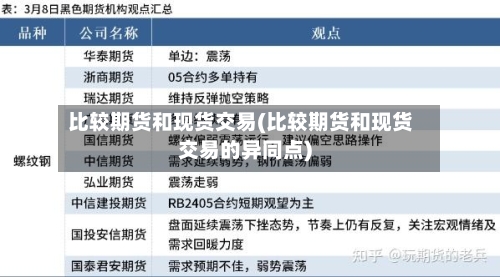 比较期货和现货交易(比较期货和现货交易的异同点)