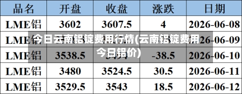 今日云南铝锭费用行情(云南铝锭费用今日铝价)-第2张图片